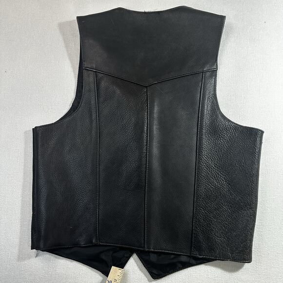 Event Leather Black Motorcycle Leather Vest Men's 44 Riding Club - Picture 8 of 10